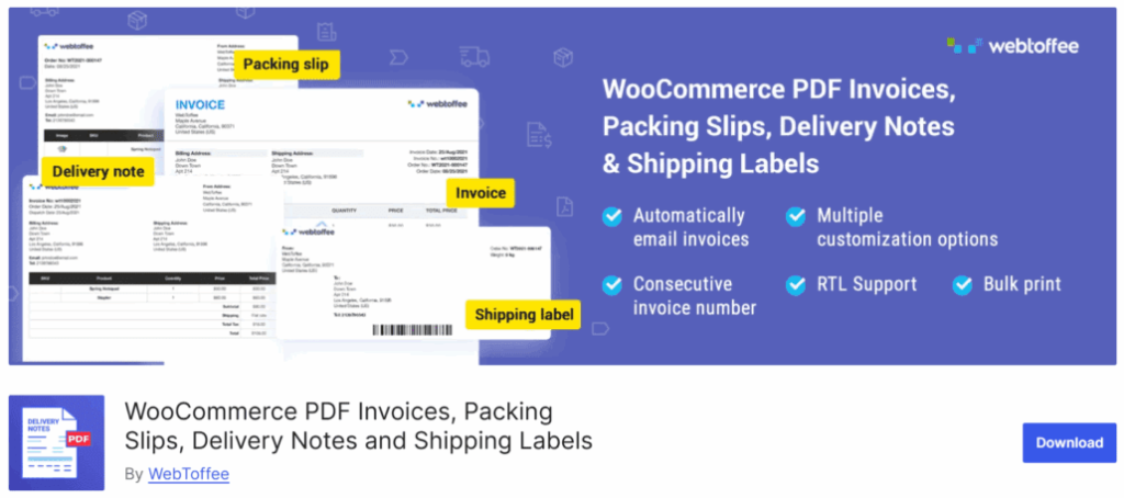 WooCommerce PDF Invoices Plugin by WebToffee